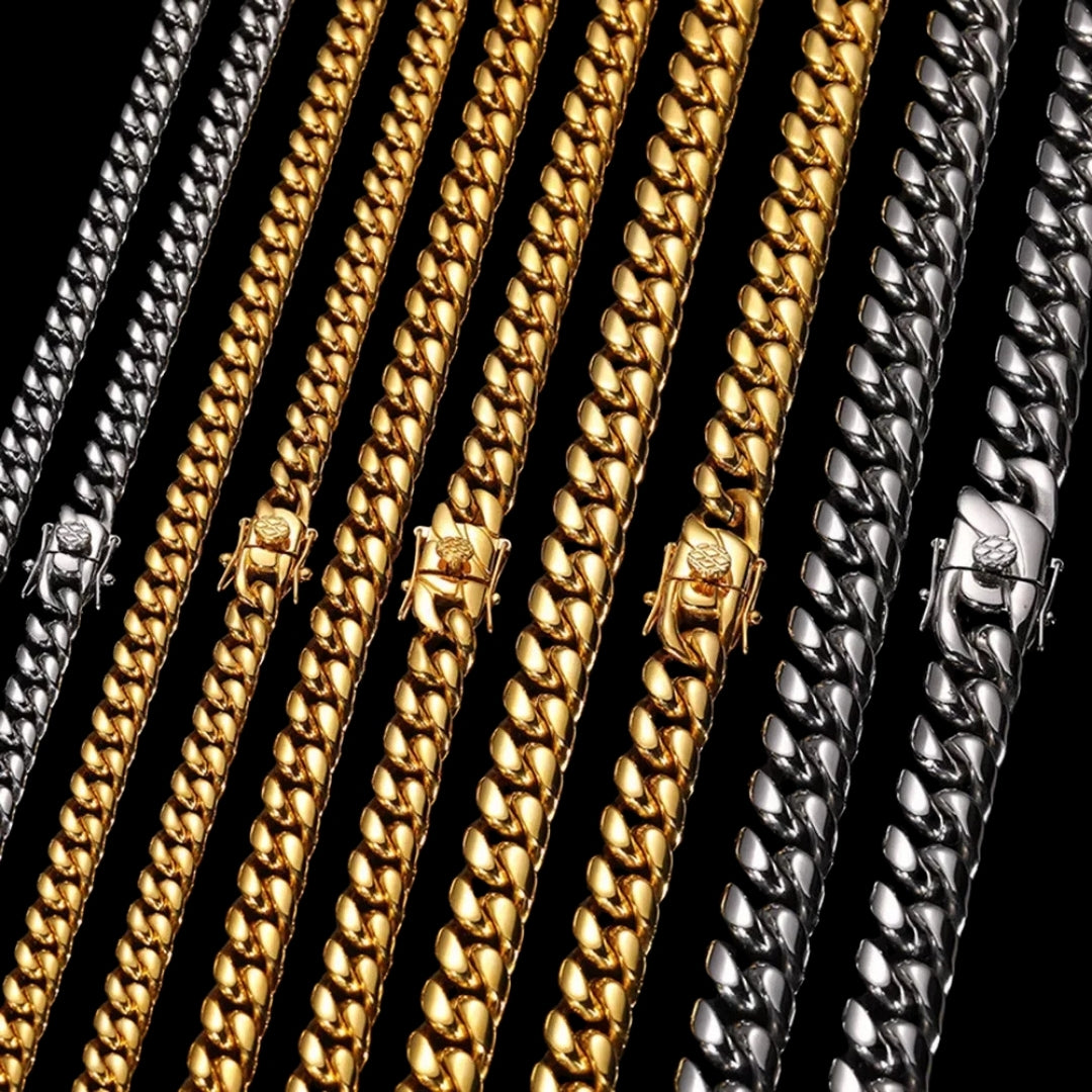 NEW | 6MM-20MM Push Button Lock Clasp Luxury Stainless Steel Necklace Chain
