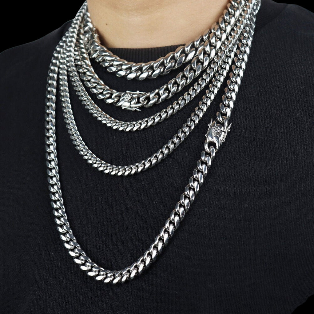 NEW | 6MM-20MM Push Button Lock Clasp Luxury Stainless Steel Necklace Chain
