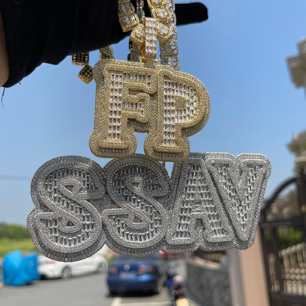 Overflow Stones Loaded with Diamond Iced Out Personalized Custom Name Necklace Pendant