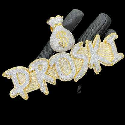 Ultra Money Bag Bail Iced Out Personalized Custom Name Necklace Pendant