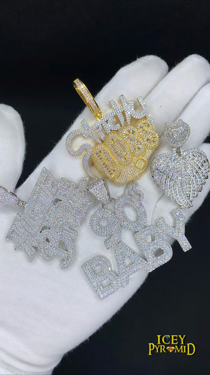 Hustle Or Be Broke Iced Out Letter Diamond Pendant Necklace
