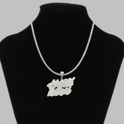 Hustle Hard Iced Out Letter Diamond Pendant Necklace