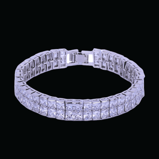 10MM Double Square Baguette Iced Out Diamond Bracelet