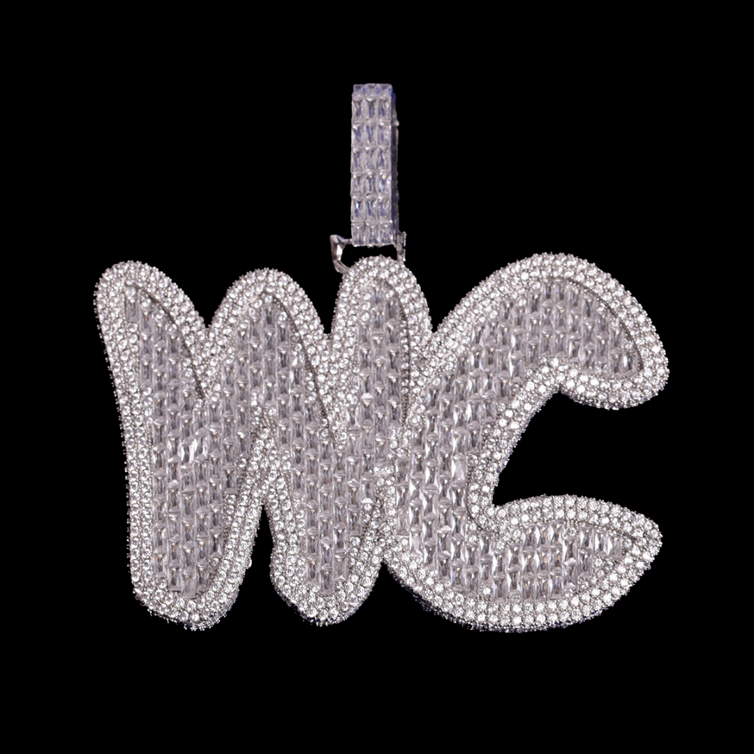 Big Baguette Iced Out Personalized Custom Name Necklace Pendant