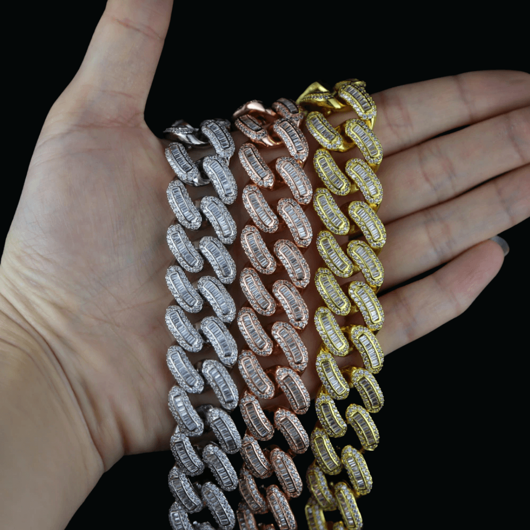 18MM Baguette Box Clasp Iced Out Diamond Bracelet