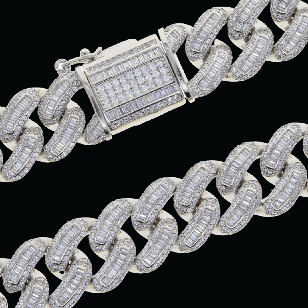 18MM Baguette Box Clasp Iced Out Diamond Bracelet