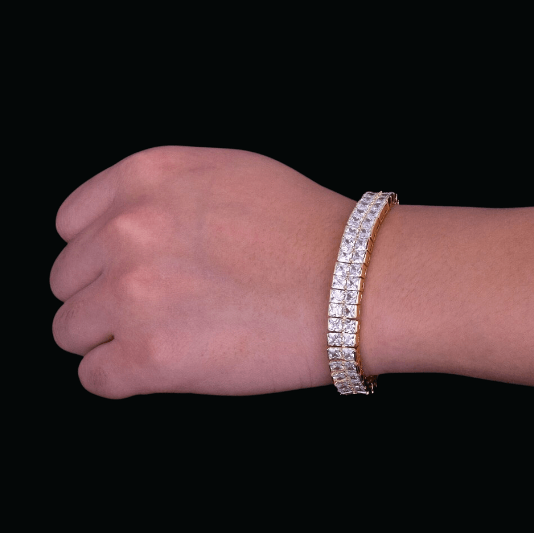 10MM Double Square Baguette Iced Out Diamond Bracelet