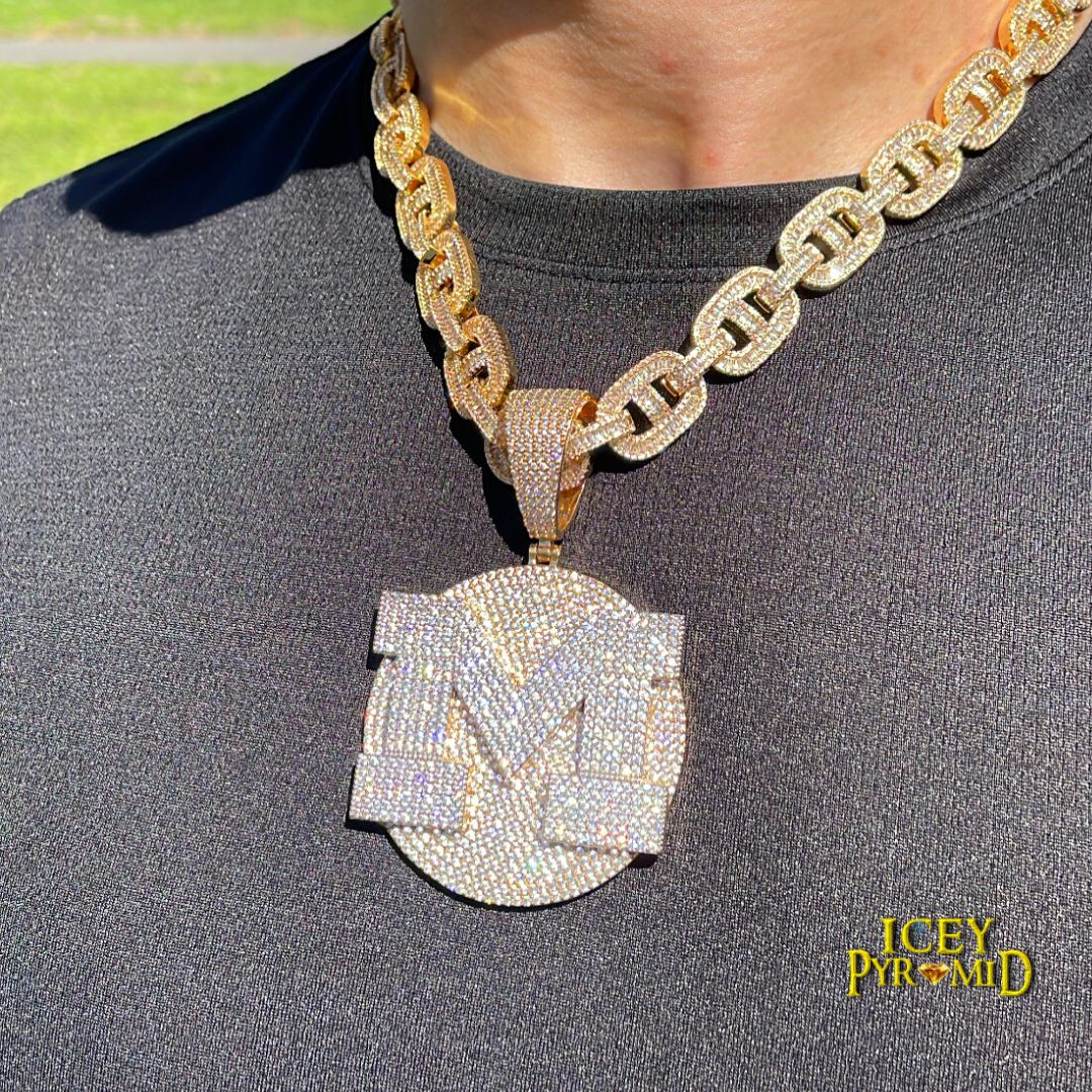VVS Shine Tennis Stoned Iced Out Initial Custom Name Necklace Pendant