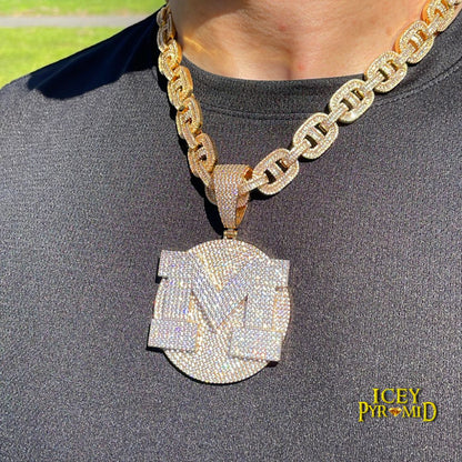VVS Shine Tennis Stoned Iced Out Initial Custom Name Necklace Pendant