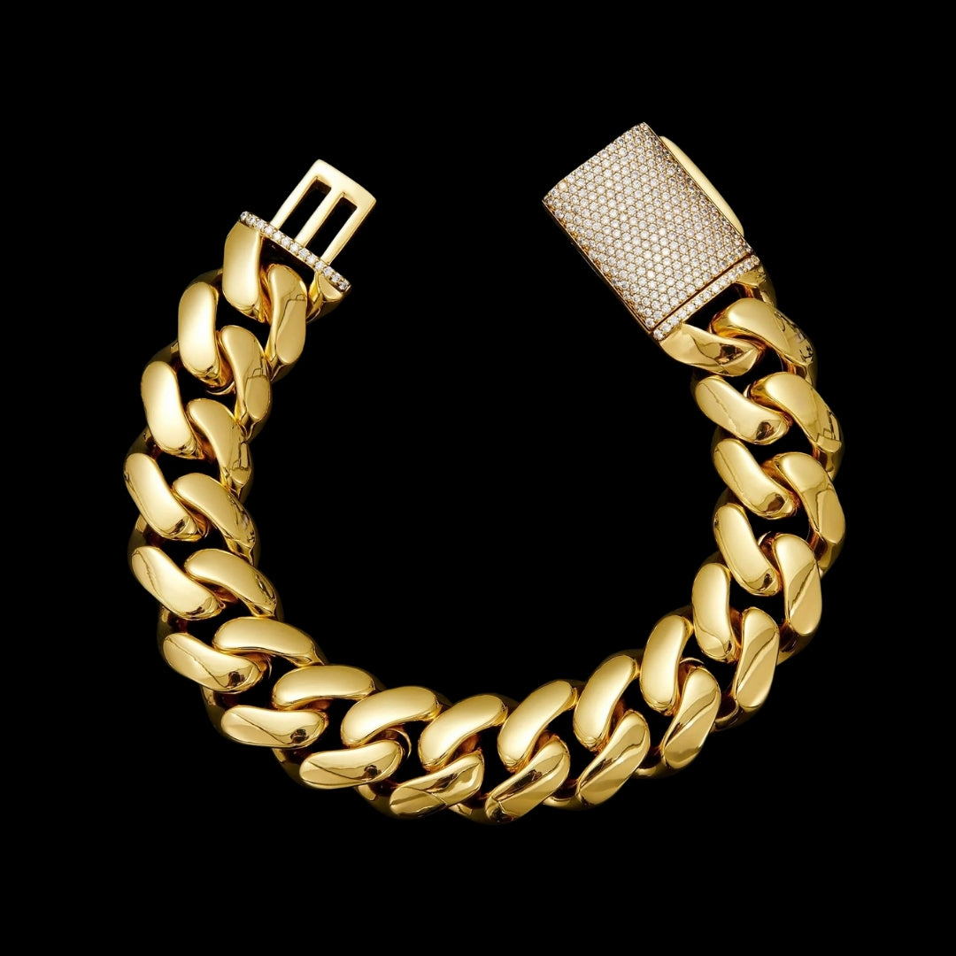 NEW | 12MM-22MM VVS Iced Box Clasp Luxury Stainless Steel Bracelet