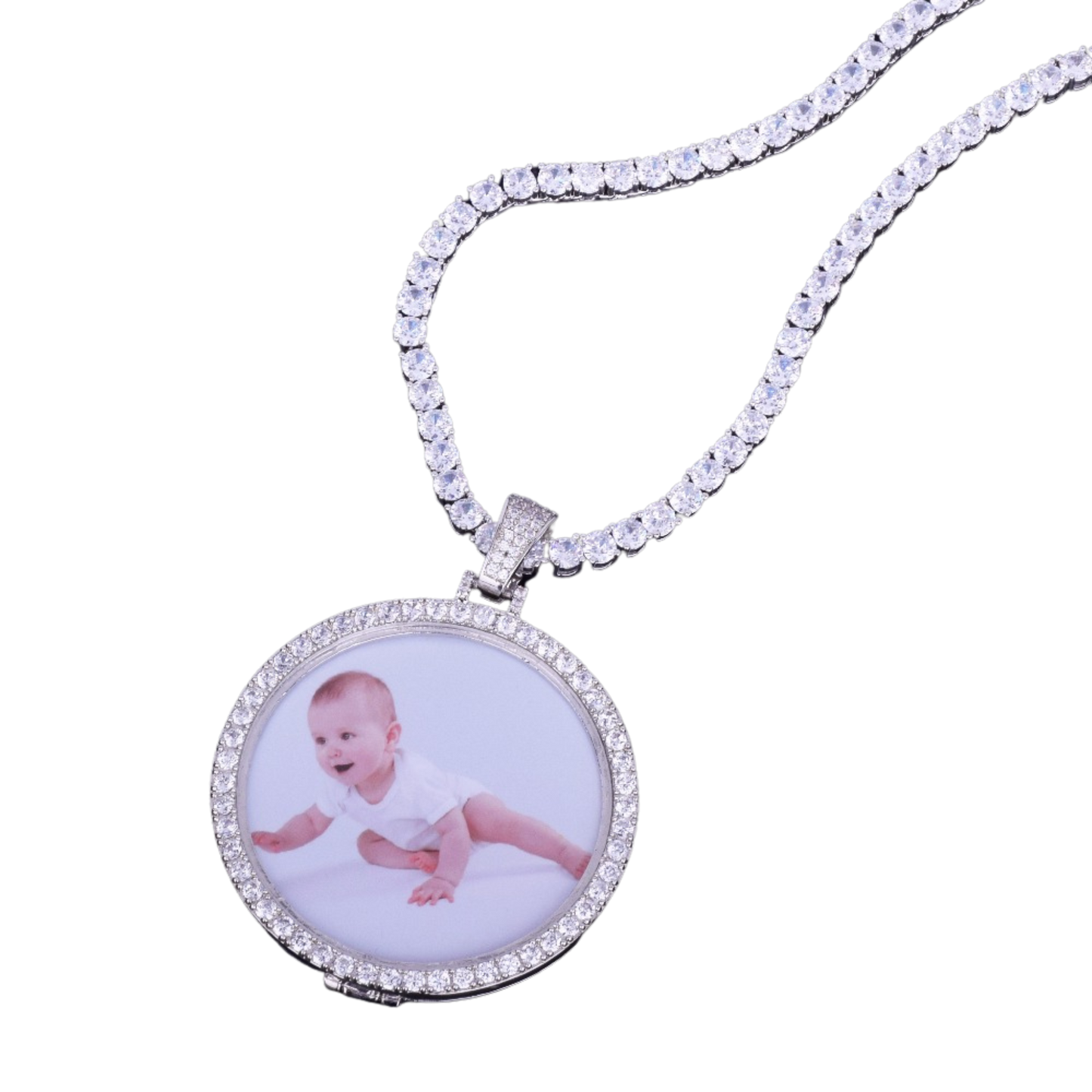 Round Tennis Classy Tennis Bail Custom Photo Picture Pendant Necklace