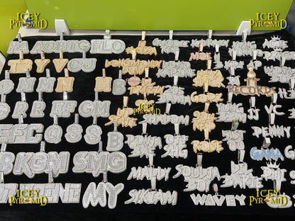 Money Bag Bail Two Tone Solid Iced Out Personalized Custom Name Necklace Pendant