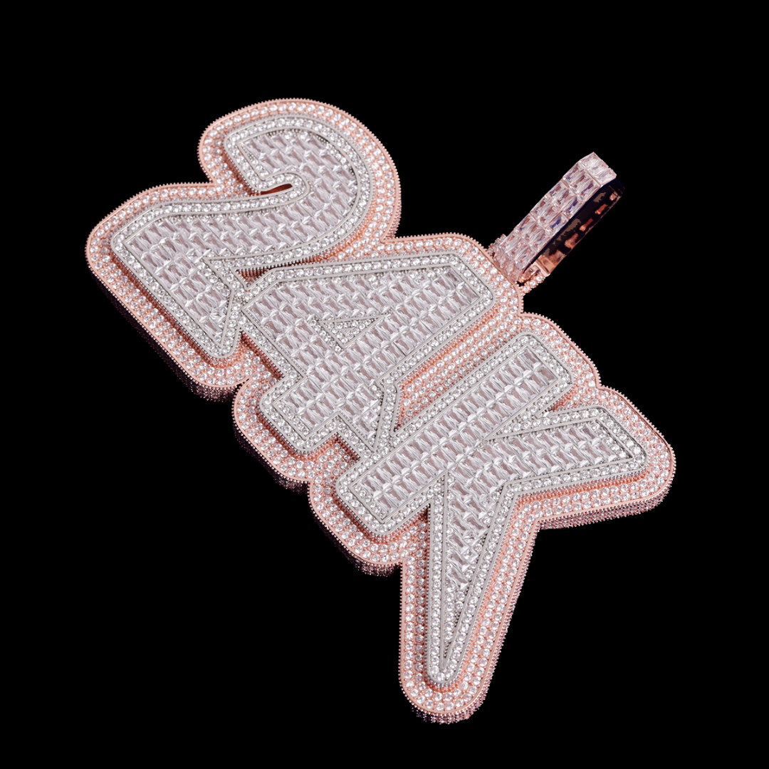 Lux Design Two Layers Iced Out Personalized Custom Name Necklace Pendant