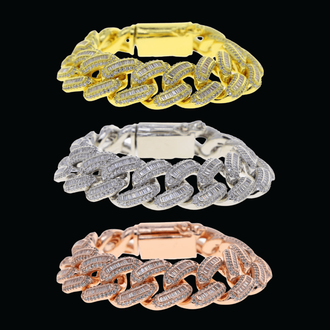 18MM Baguette Box Clasp Iced Out Diamond Bracelet