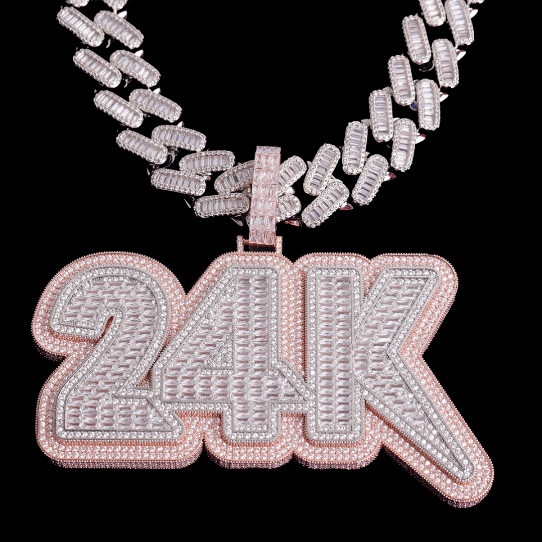 Lux Design Two Layers Iced Out Personalized Custom Name Necklace Pendant