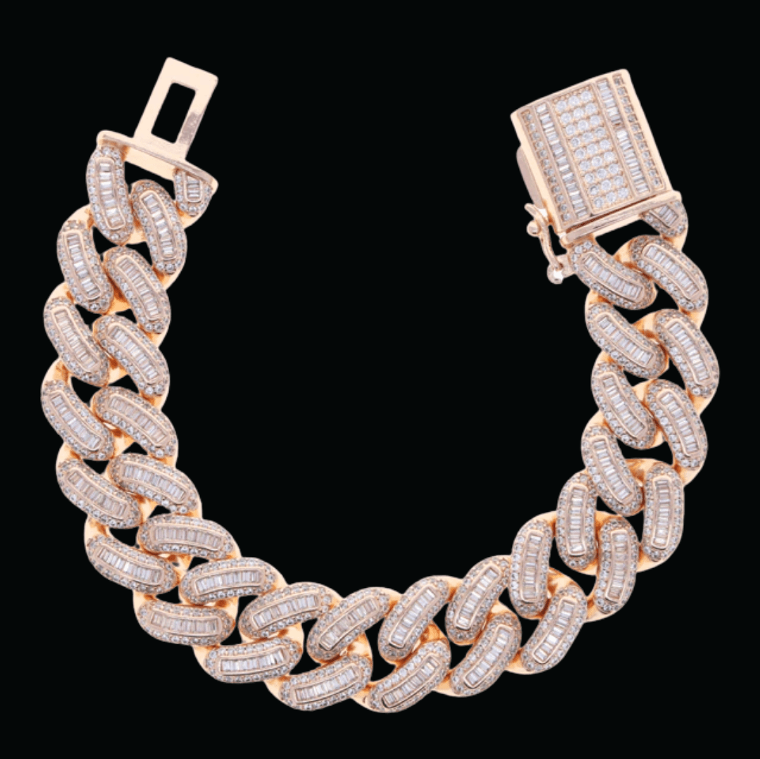 18MM Baguette Box Clasp Iced Out Diamond Bracelet