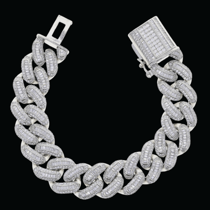 18MM Baguette Box Clasp Iced Out Diamond Bracelet