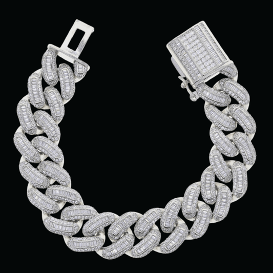 18MM Baguette Box Clasp Iced Out Diamond Bracelet