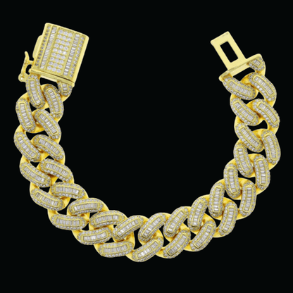 18MM Baguette Box Clasp Iced Out Diamond Bracelet