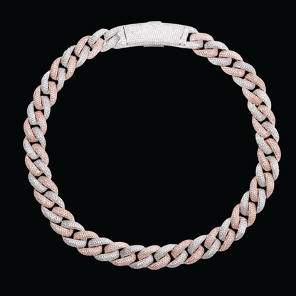 20MM Two Tone Miami Cuban Iced Out Diamond Necklace Chain