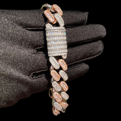 15MM Stones and Baguette Special Link Iced Out Diamond Bracelet