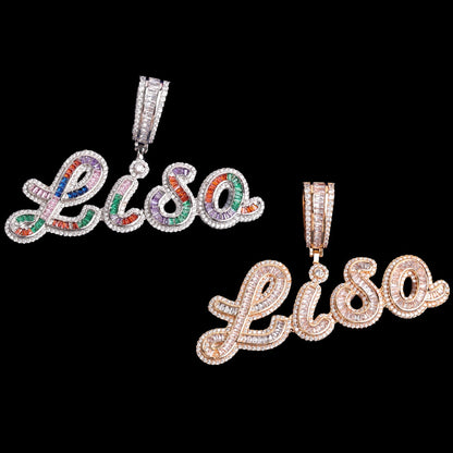 Signature Script Style Iced Out Personalized Custom Name Necklace Pendant