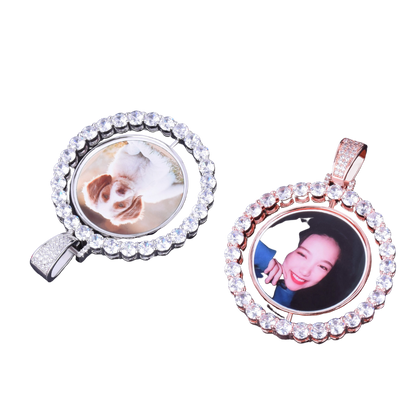 Rotating Double-Sided Medallions Spinning Custom Photo Picture Pendant Necklace
