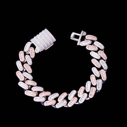 15MM Stones and Baguette Special Link Iced Out Diamond Bracelet