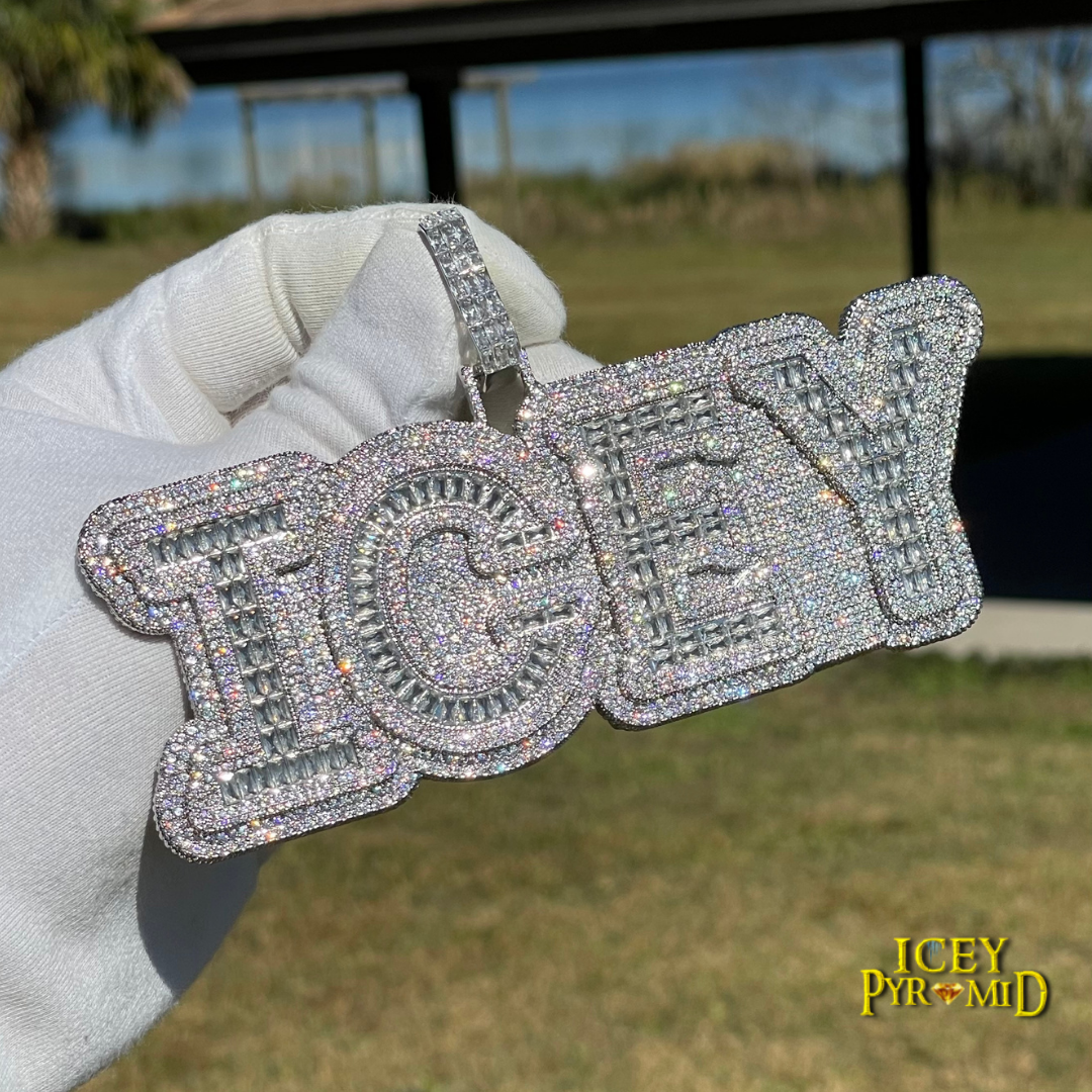 Overflow Stones Loaded with Diamond Iced Out Personalized Custom Name Necklace Pendant