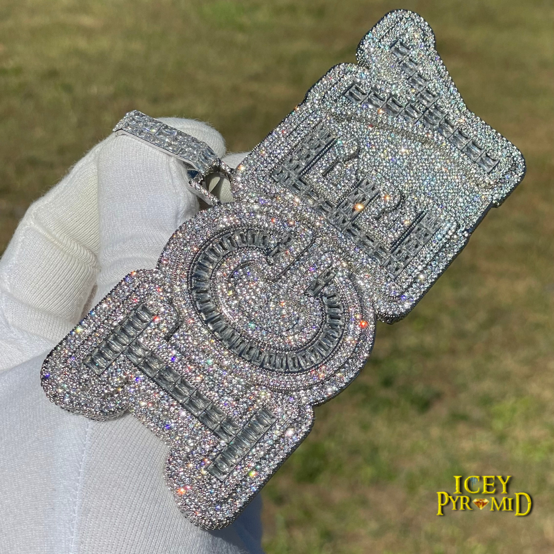 Overflow Stones Loaded with Diamond Iced Out Personalized Custom Name Necklace Pendant