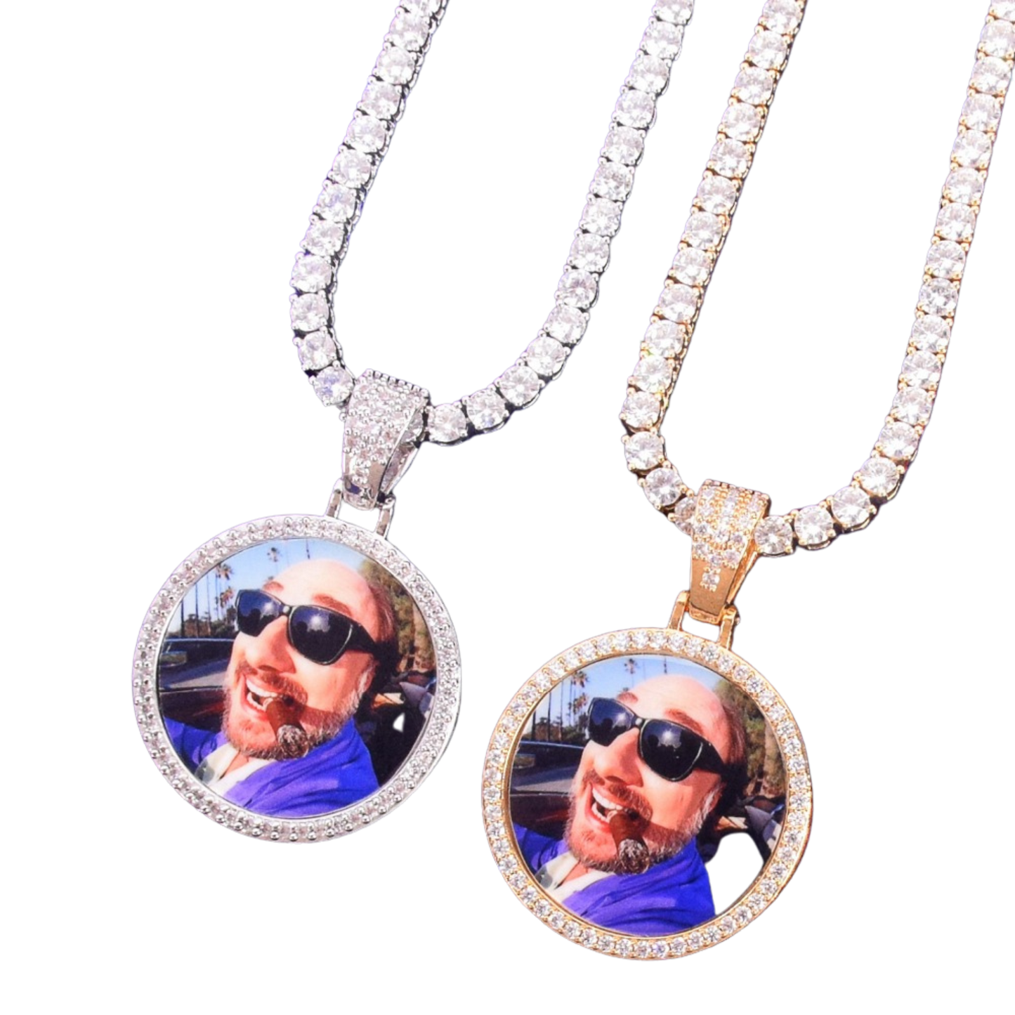 Round Tennis Custom Photo Picture Pendant Necklace