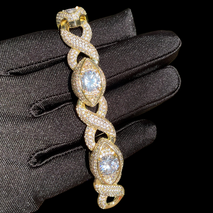 10MM Infinity Eye Cuban Link Iced Out Diamond Bracelet