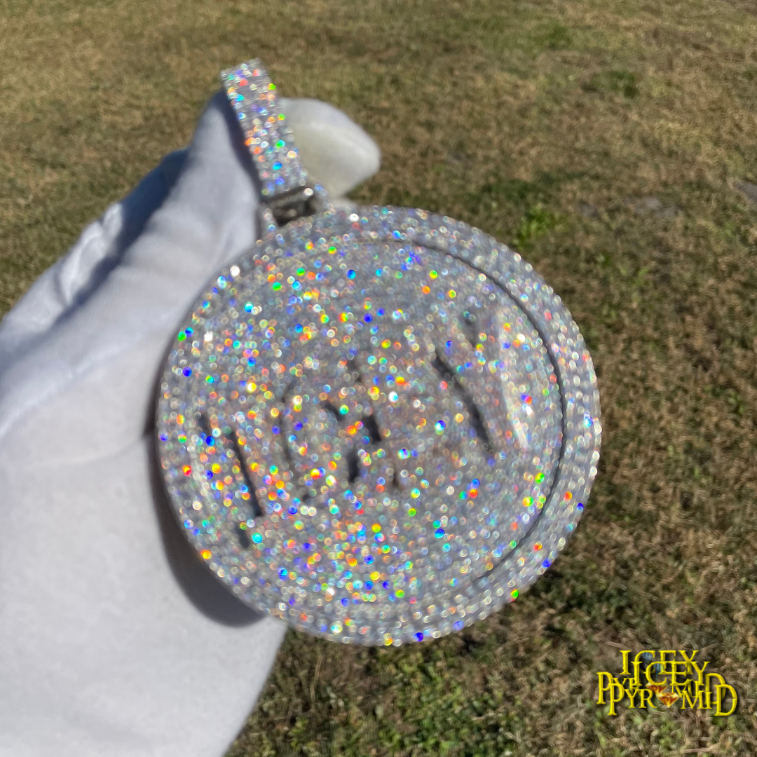 Disc Edition Iced Out Personalized Custom Name Necklace Pendant