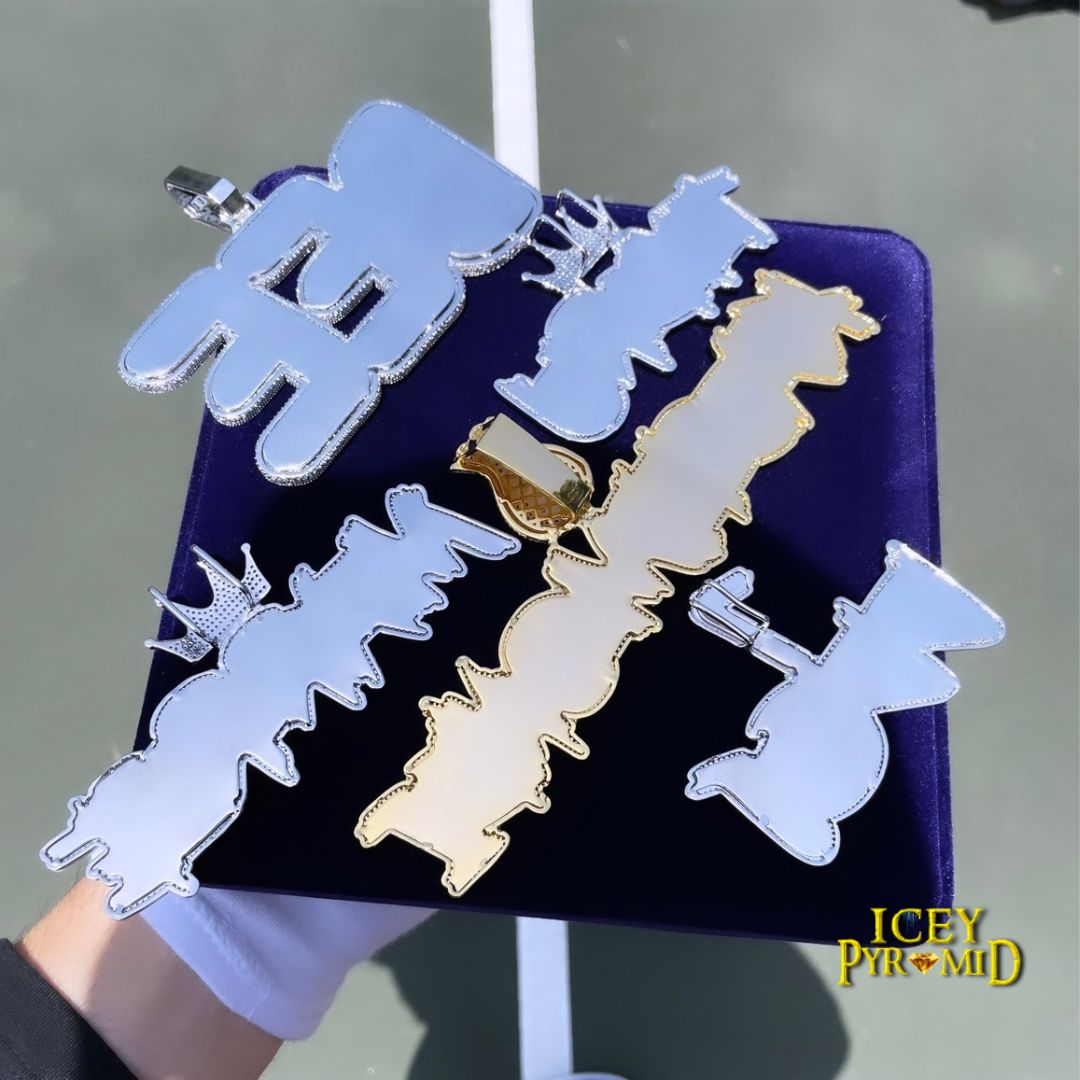 Big Baguette Iced Out Personalized Custom Name Necklace Pendant