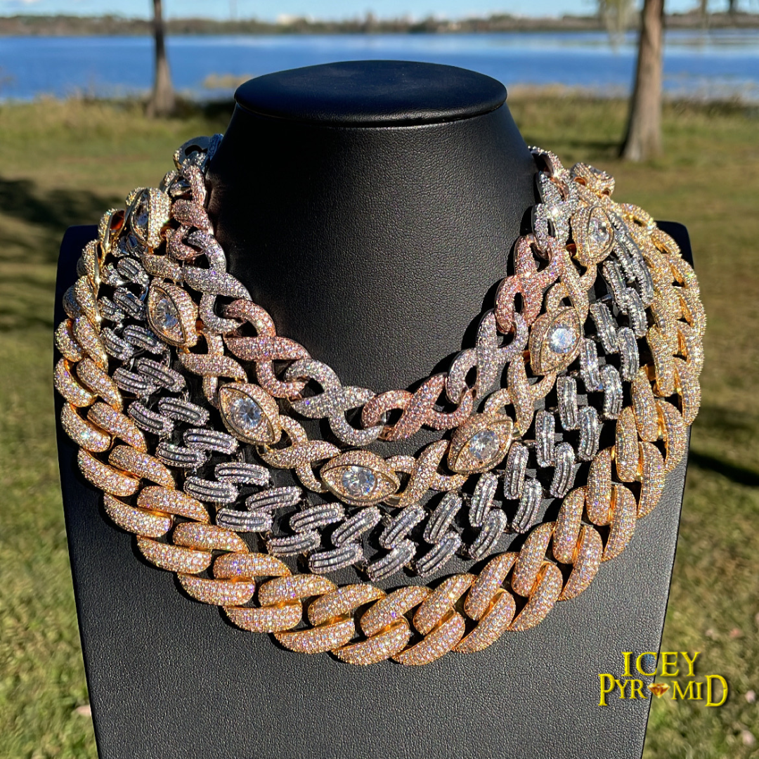20MM Two Tone Infinity Iced Out Diamond Necklace Chain