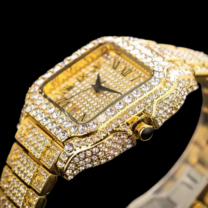 VVS Roman Numerals Square Dial Iced Out Diamond Watch