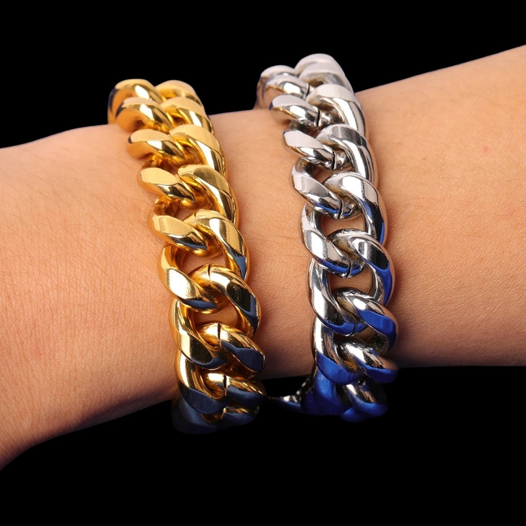 NEW | 15MM Fold-Over Clasp Luxury Stainless Steel Bracelet