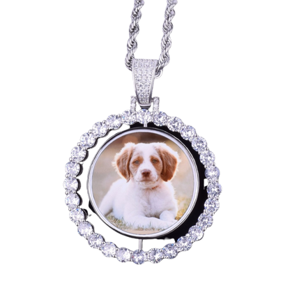 Rotating Double-Sided Medallions Spinning Custom Photo Picture Pendant Necklace