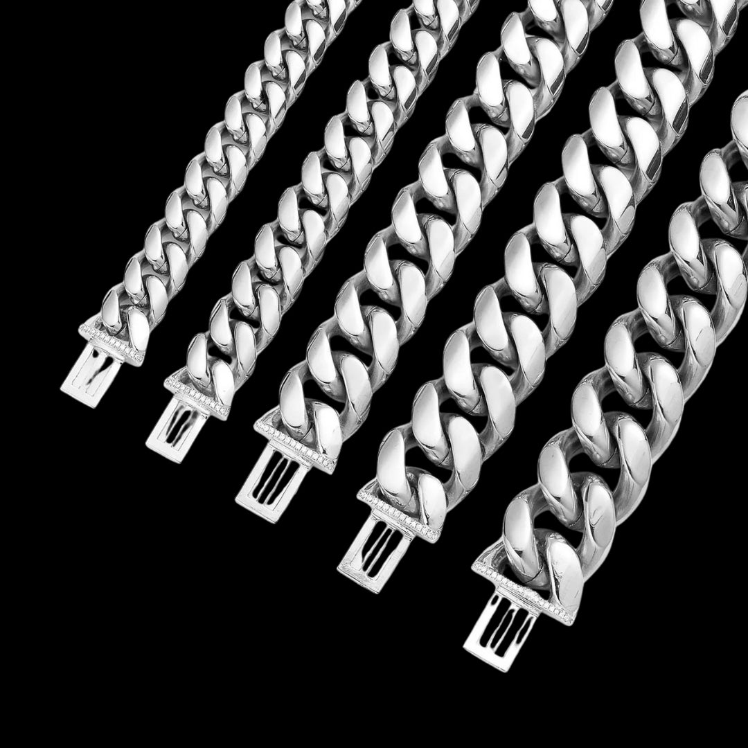 NEW | 12MM-22MM VVS Iced Box Clasp Luxury Stainless Steel Bracelet