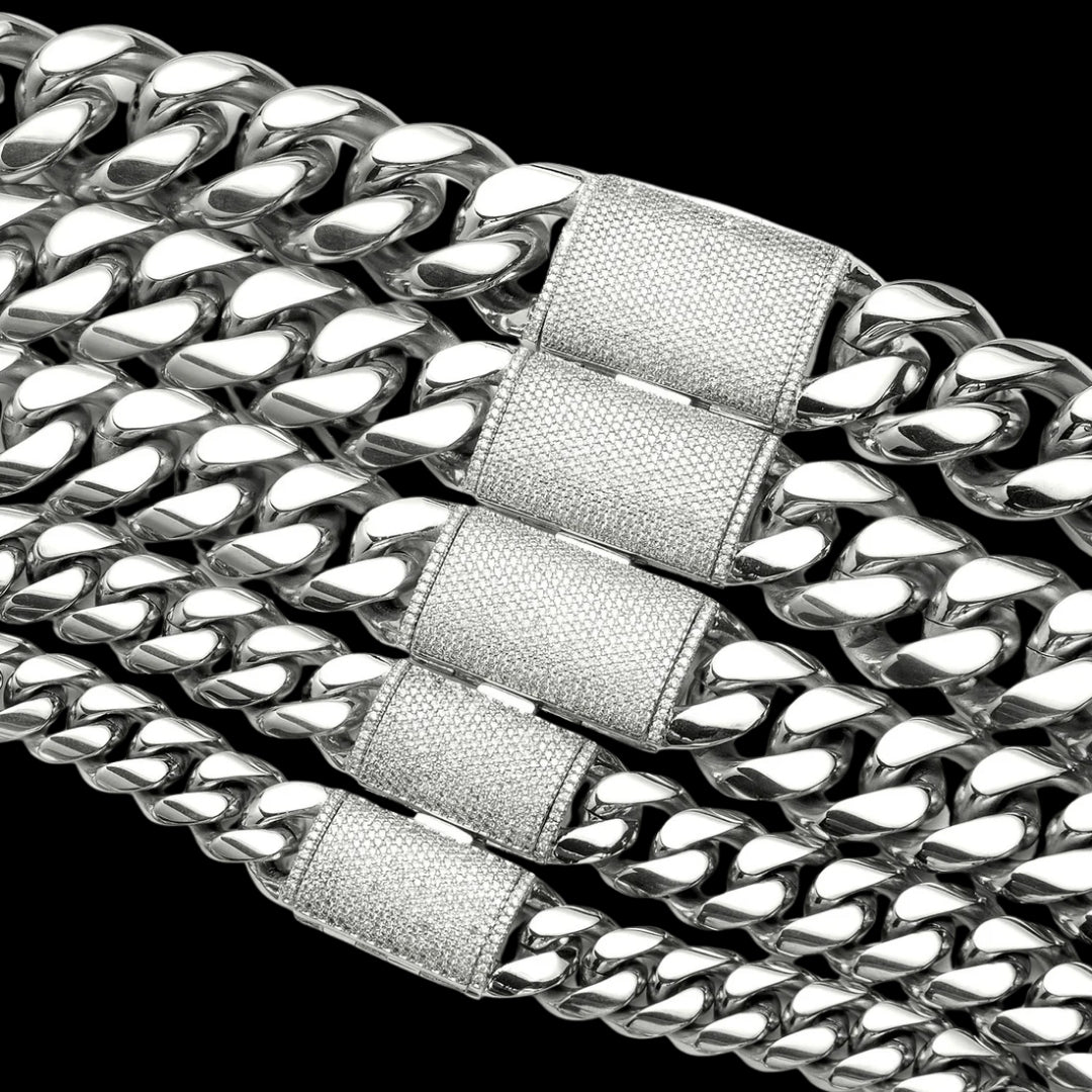 NEW | 12MM-22MM VVS Iced Box Clasp Luxury Stainless Steel Bracelet