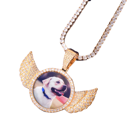 Wings Pave Charm Tennis Custom Photo Picture Pendant Necklace