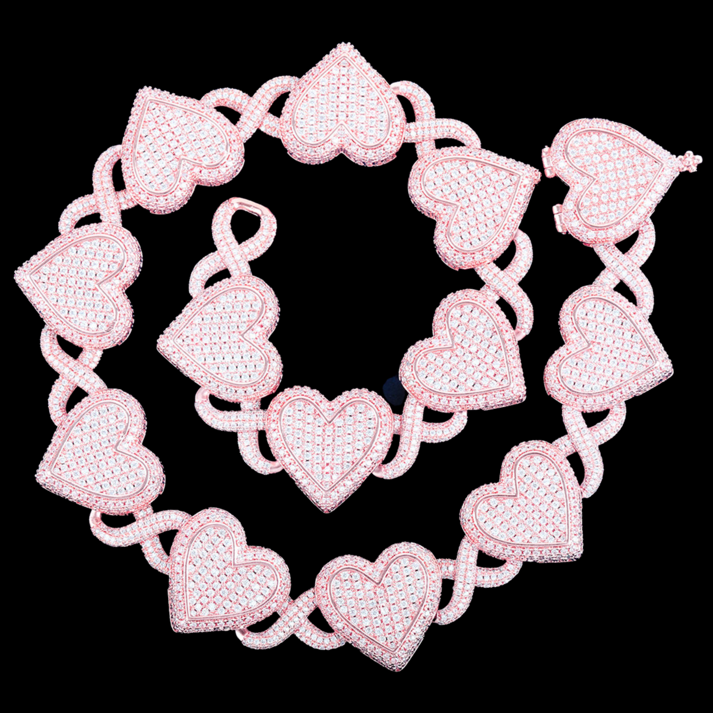 13MM Infinity Heart Iced Out Diamond Necklace Chain