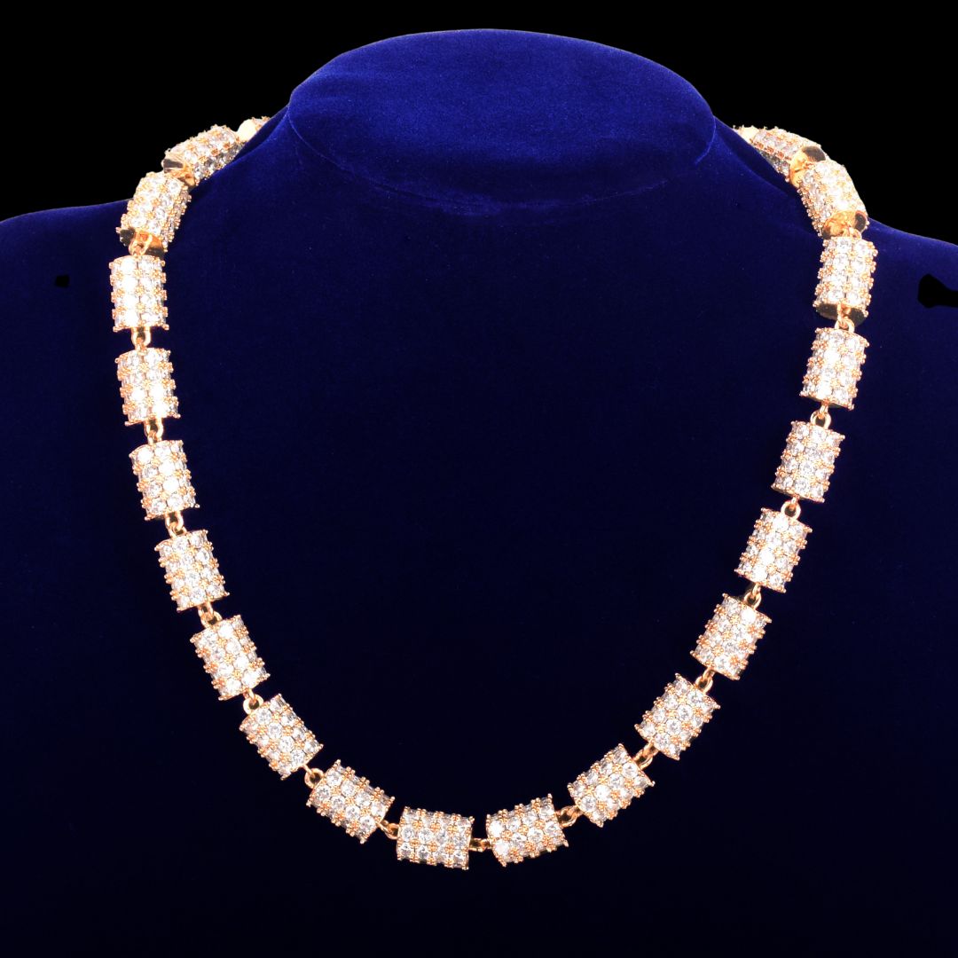 10MM Diamond Wheel Baguette Iced Out Diamond Necklace Chain