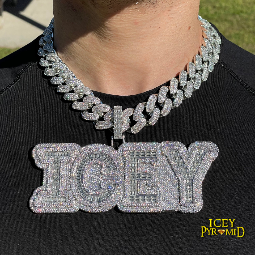 Overflow Stones Loaded with Diamond Iced Out Personalized Custom Name Necklace Pendant