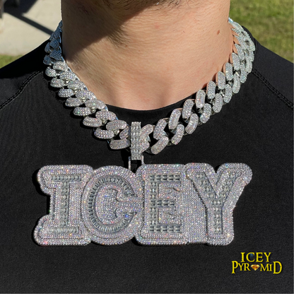 Overflow Stones Loaded with Diamond Iced Out Personalized Custom Name Necklace Pendant