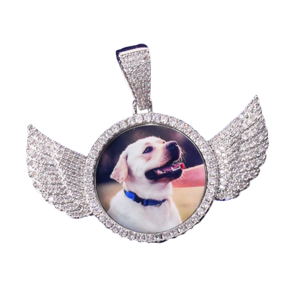 Wings Pave Charm Tennis Custom Photo Picture Pendant Necklace
