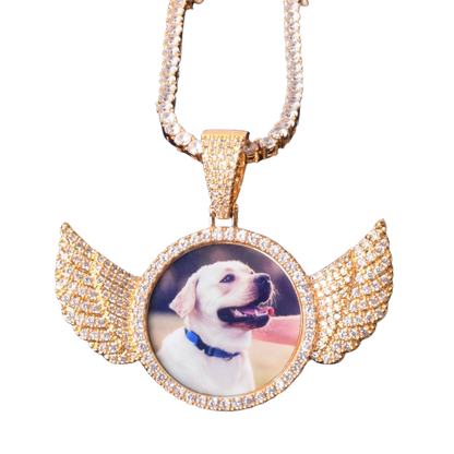 Wings Pave Charm Tennis Custom Photo Picture Pendant Necklace