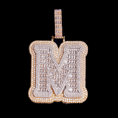 Iced and Diamond Two Layers Iced Out Initial Custom Name Necklace Pendant