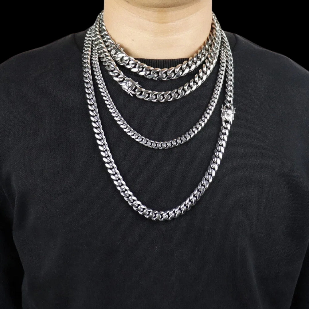 NEW | 6MM-20MM Push Button Lock Clasp Luxury Stainless Steel Necklace Chain