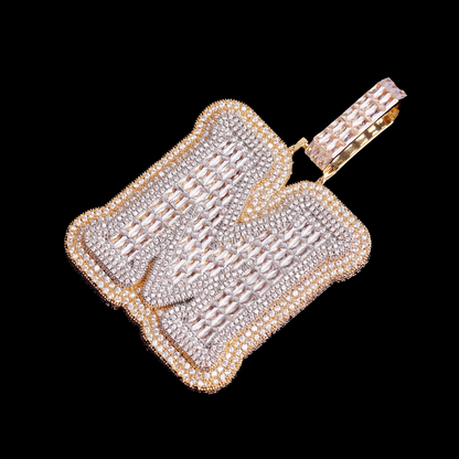 Iced and Diamond Two Layers Iced Out Initial Custom Name Necklace Pendant